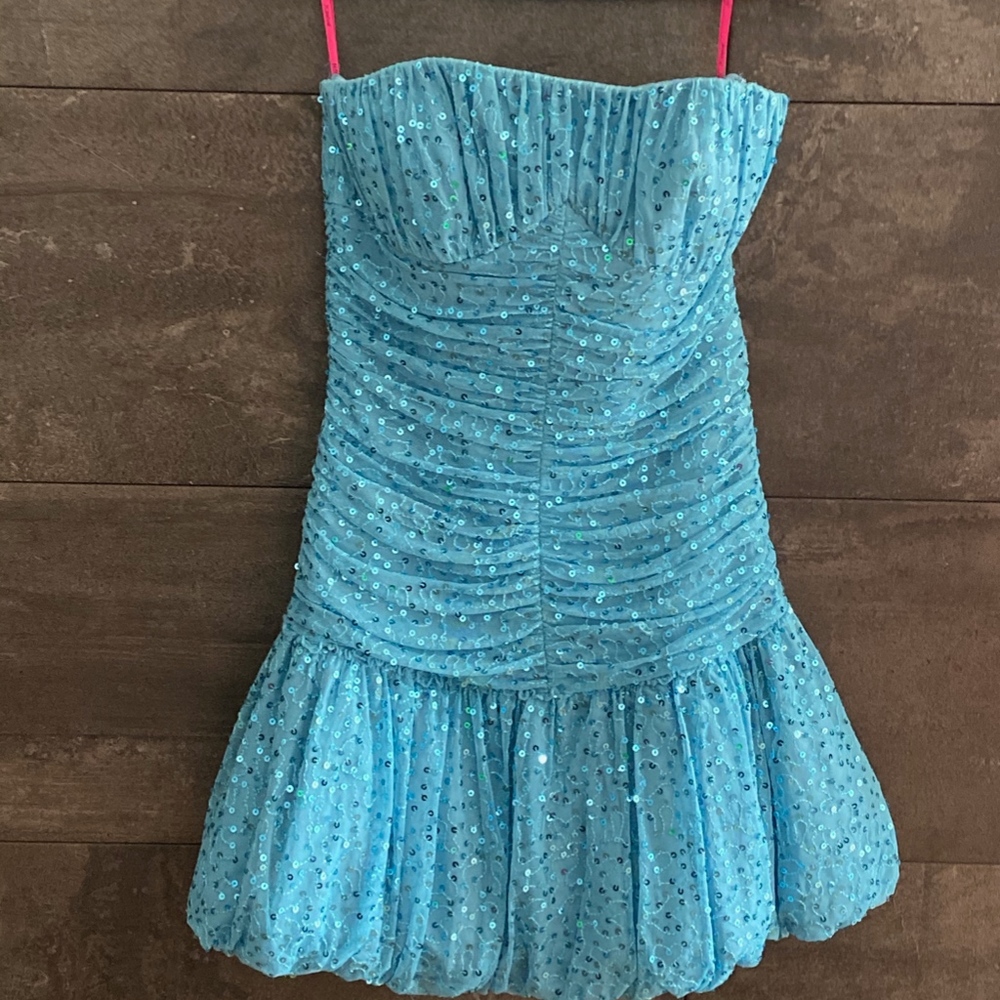 SALE  Betsey Johnson strapless light blue sparkle dress